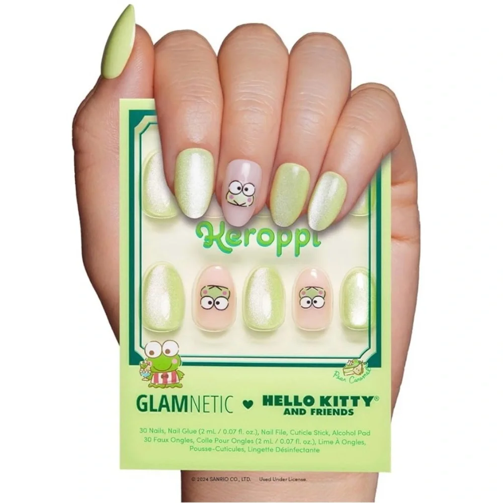 Glamnetic x Hello Kitty & Friends Keroppi Short Almond Press On Nails